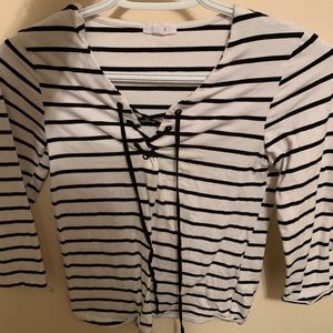 Ardene lace front stripe shirt